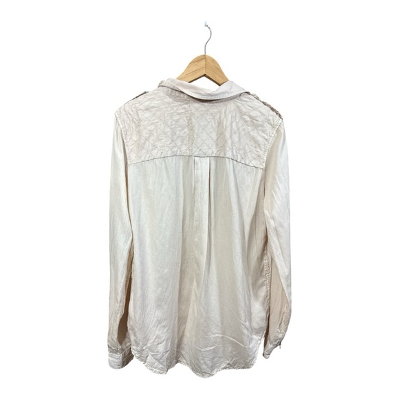 Anthropologie Maeve Beige Button Front Long Sleeve Blouse - Picture 2 of 6